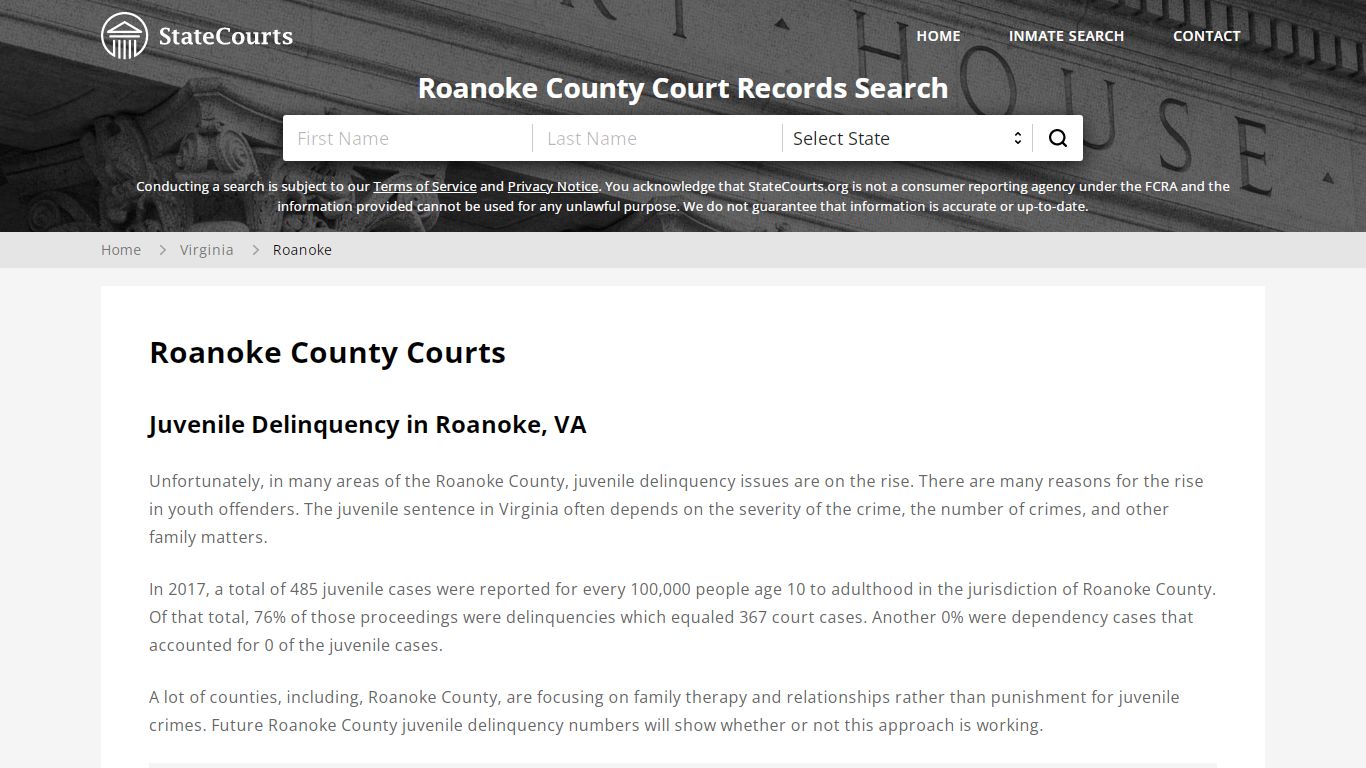 Roanoke County, VA Courts - Records & Cases - StateCourts